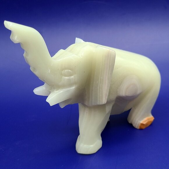 FINAL CLEARANCE Vintage Carved Stone Onyx Elephant Figurine Trunk Up Good Luck - Picture 3 of 12